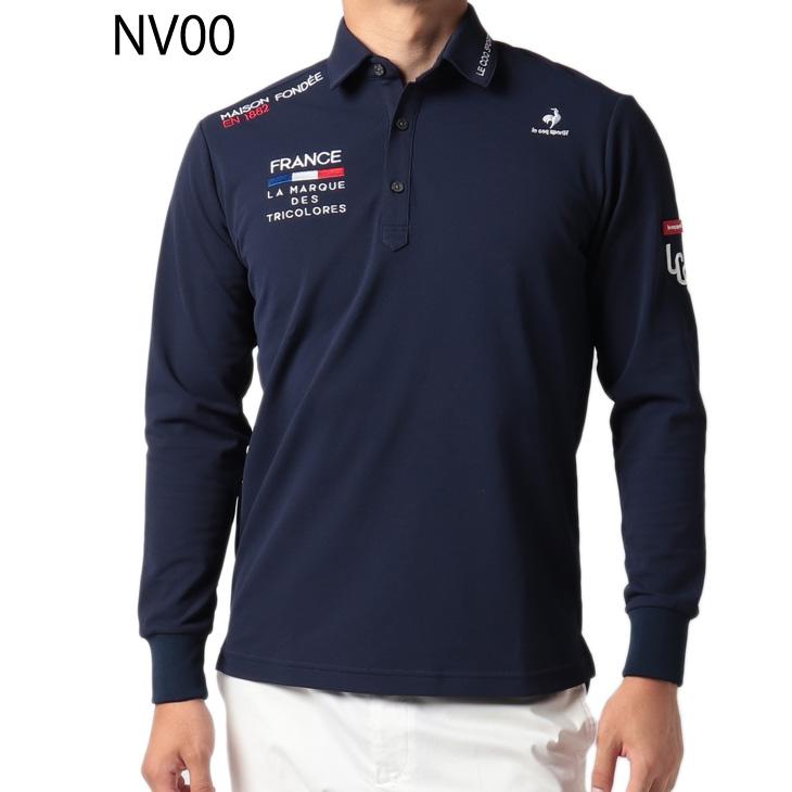 ★即日発送 新品 coq sprtif ルコック ゴルフ 長袖ポロ M 2枚 美品】ルコックゴルフ 長袖ポロシャツ ダークネイビー×白 ドット