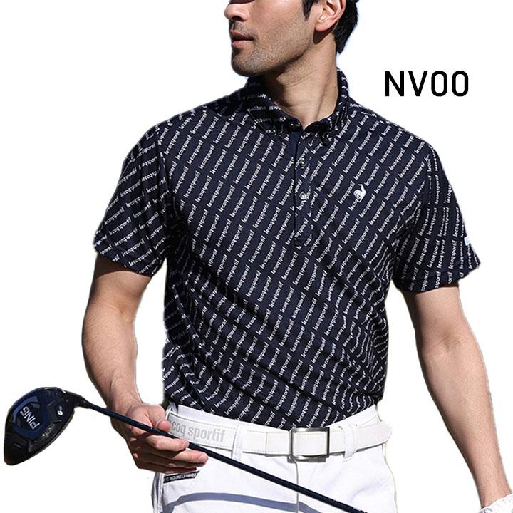 サイズ：L LE COQ GOLF ルコックゴルフ  半袖ポロシャツ 総柄 ホワイト系 [240101416961] ゴルフウェア メンズ ストスト LE COQ GOLF ルコックゴルフ 2023年モデル 半袖ポロシャツ 総柄