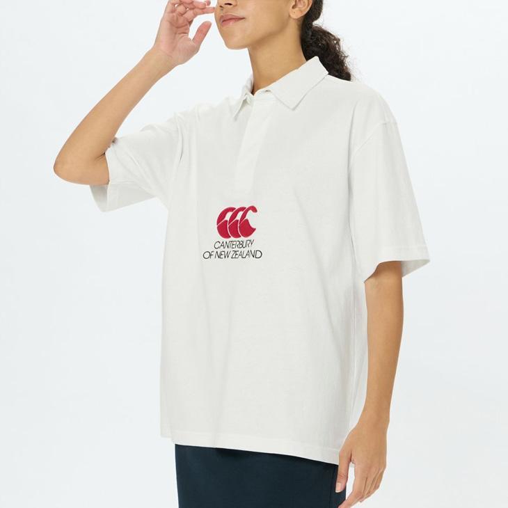 極上　CANterbury 刺繍ロゴ　長袖ポロシャツ XL ホワイト カンタベリー（Canterbury） 半袖 ポロシャツ メンズ ユニセックス