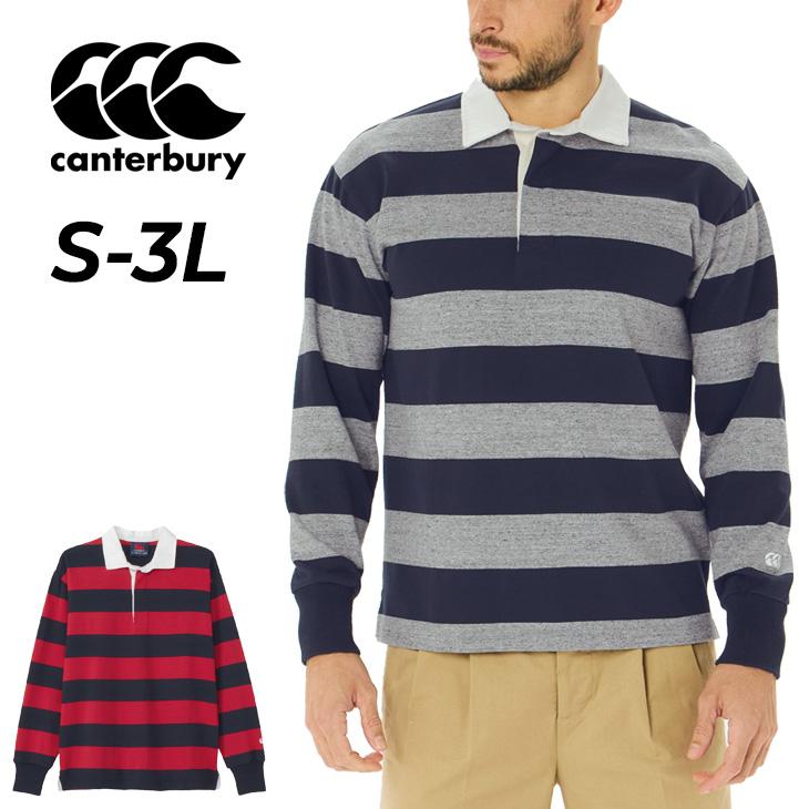 カンタベリーオブニュージーランド ラガーシャツ グレー ネイビー Lサイズ カンタベリー（Canterbury） ラガーシャツ 長袖 メンズ レディース