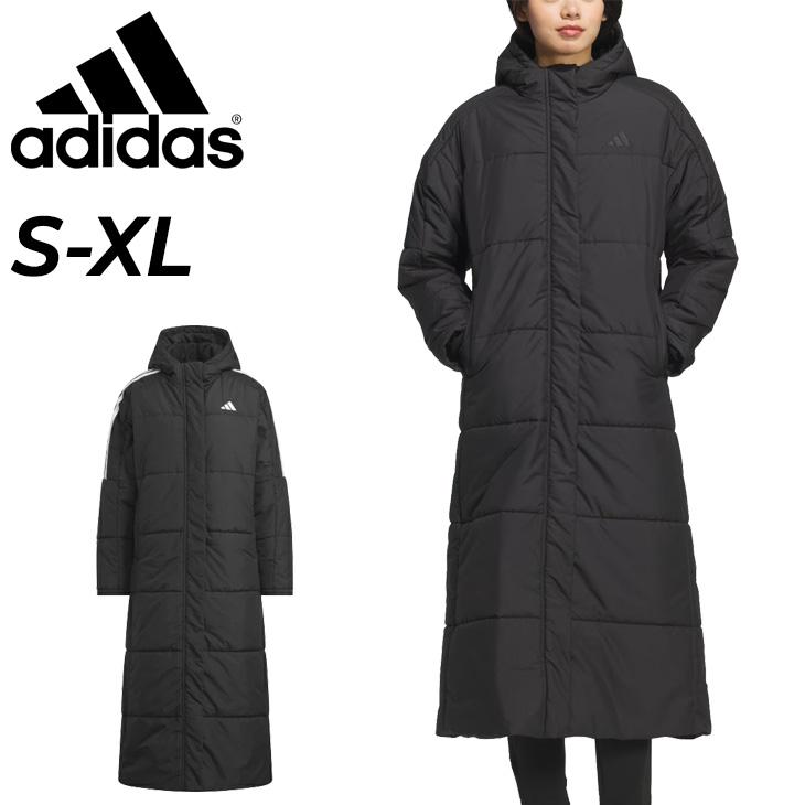 adidas ブラック ロングコート フード付き adidas（アディダス） 中綿コート レディース adidas MH スーパー