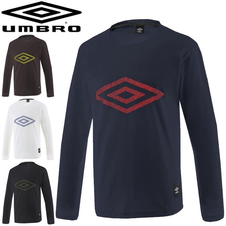 長袖 Tシャツ メンズ/umbro アンブロ コットンシャツ/スポーツウェア トレーニング サッカー 男性 クルーネック ビッグロゴ トップス/UMUQJB50｜w-w-m