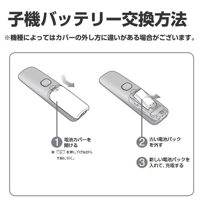 KX-FAN55 コードレス電話 充電池 バッテリー 子機 パナソニック ニッケル水素蓄電池 BK-T409 2個セット｜w-yutori｜02