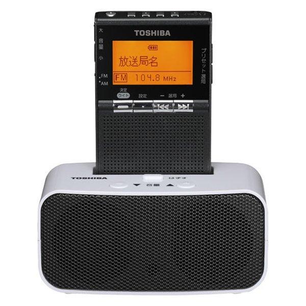 TOSHIBA ポータブルラジオ　黒　便利　防災　東芝　人気 TOSHIBA（東芝） ポケットラジオ 充電式 イヤホン ラジオ am fm 高音質