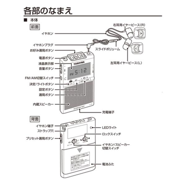 TOSHIBA（東芝） ポケットラジオ 充電式 イヤホン ラジオ am fm 高音質