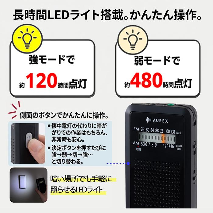 TOSHIBA（東芝） LEDライト付きポケットラジオ AX-PR20 ブラック AUREX
