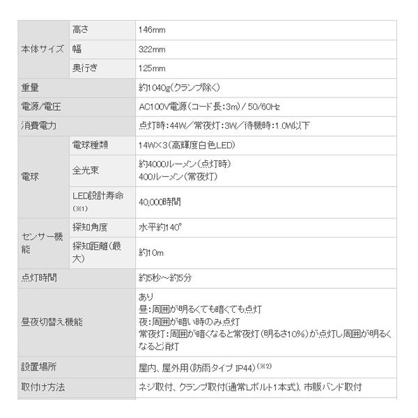 ledセンサーライト 屋外 常時点灯 センサーライト ムサシ 玄関 led 防雨 コンセント式 防犯 投光器 常夜灯 14W×3灯 フリーアーム式 LED-AC3042 むさし｜w-yutori｜06