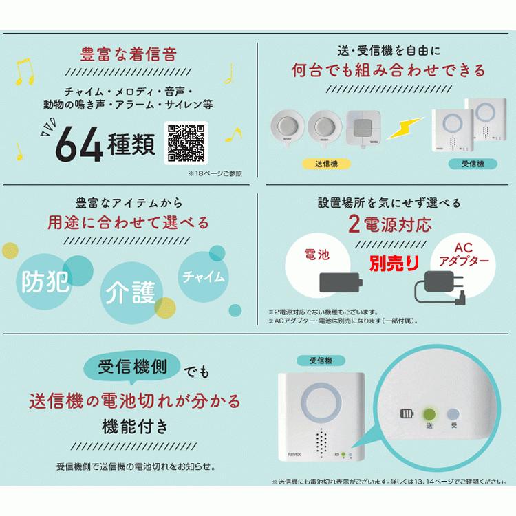 ワイヤレスチャイム 防水 押しボタン インターホン チャイムセット 長