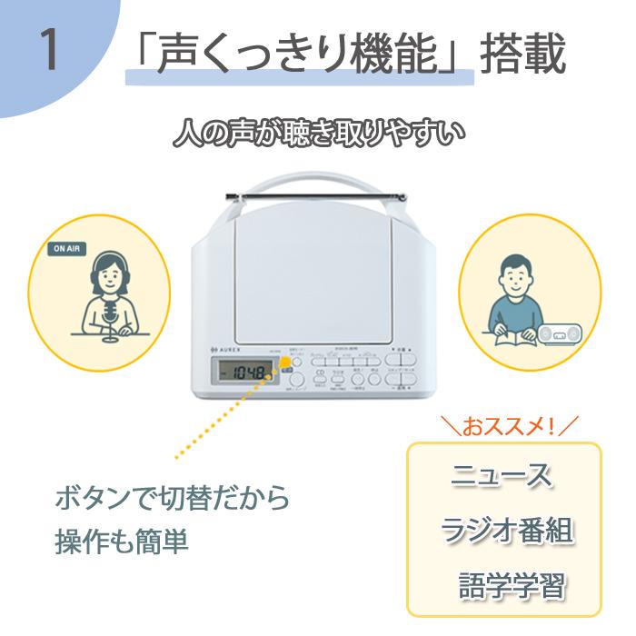 TOSHIBA（東芝） AUREX AX-CR30 CDラジオ ワイドFM 声くっきり機能 FM