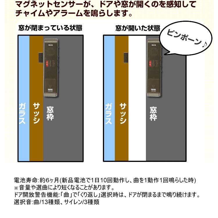 窓 防犯グッズ ブザー センサーチャイム ドアや窓ガラスが開くとブザーでお知らせ  来客感知 閉め忘れ防止 空き巣対策　泥棒よけ 電池式｜w-yutori｜07