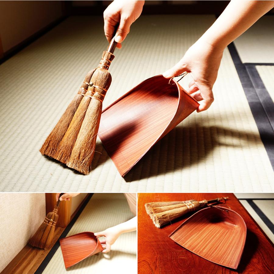 棕櫚ほうきセット 山本勝之助商店 棕櫚箒 卓上 荒神ほうき3玉 皮巻き