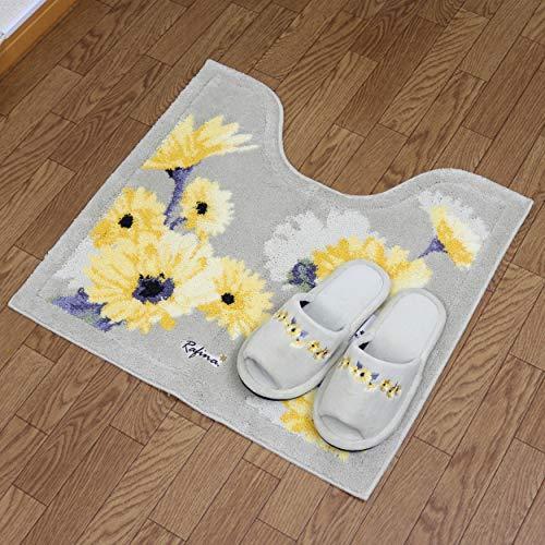 トイレマット セット ２点 スリッパ トイレ用マット カバーセット 2点セット おしゃれ 北欧 日本製 高級ブランド 風水 人気 抗菌 防臭 2点セット トイレグッズ ラフィーナ 人気 フラワー A B07bq86p 25 吸水 本店 グレー 和