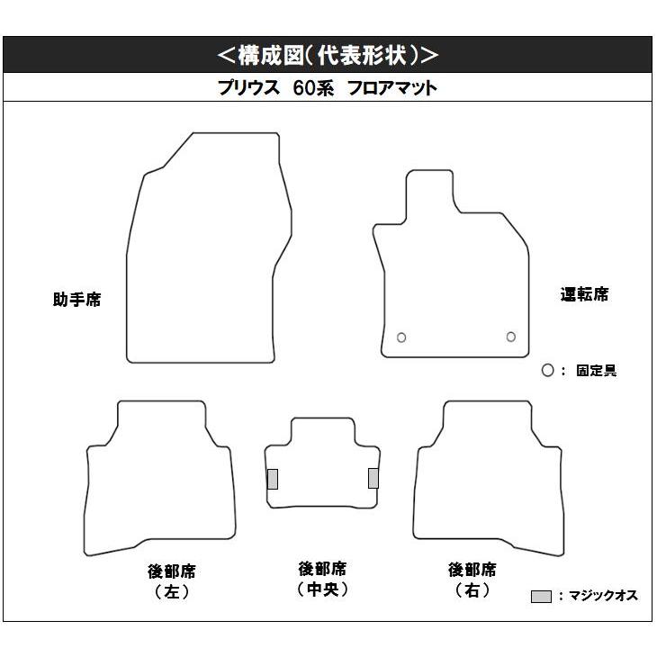プリウス ハイブリッド 新型 60系 マット フロアマット スタンダードグレード カーマット フルセット 一式 ブラック 令和5年1月以降車に