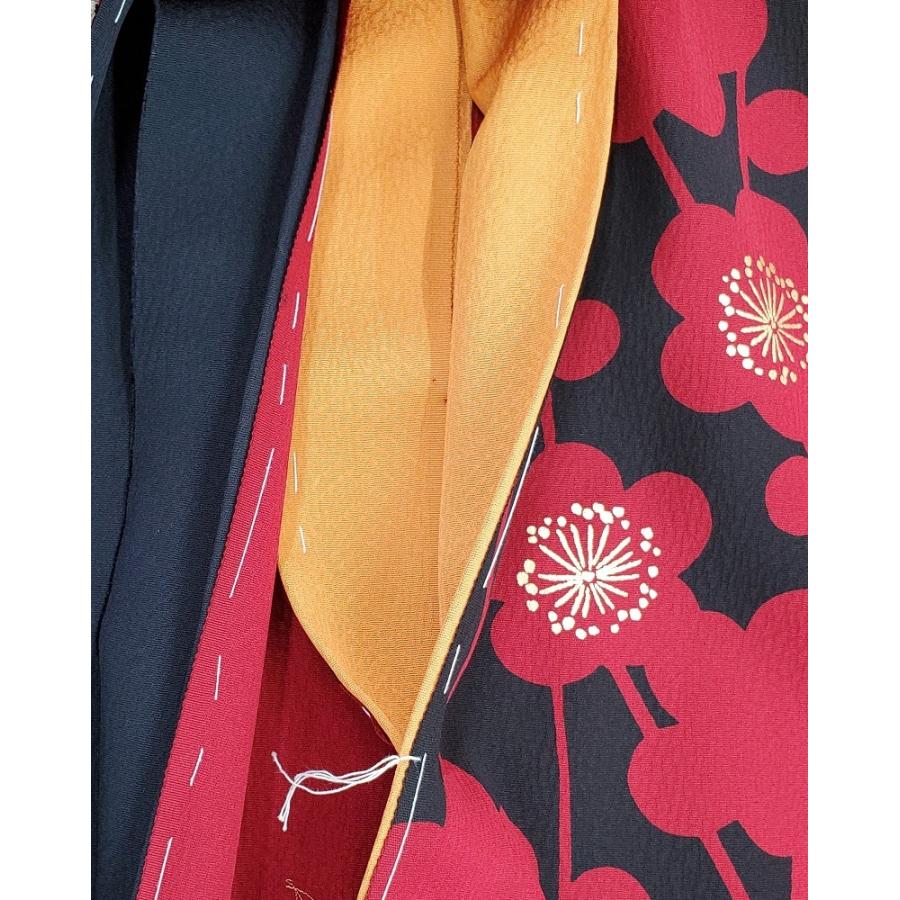 赤 梅柄 オレンジ 振袖 帯付き 正絹 コシノジュンコ