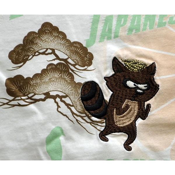 和柄絡繰魂7分袖Tシャツ メンズ七分袖 長袖 POMS旅狸刺繍 丸首 和柄絡繰魂7分袖Tシャツ メンズ七分袖 長袖 POMS旅狸刺繍 丸首