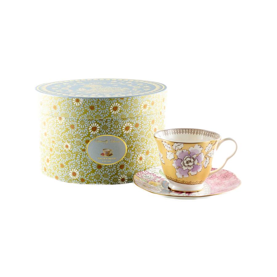 ウェッジウッド バタフライブルーム ティーカップ＆ソーサー イエロー 黄 コーヒー おしゃれ ブランド 花柄 蝶 10138