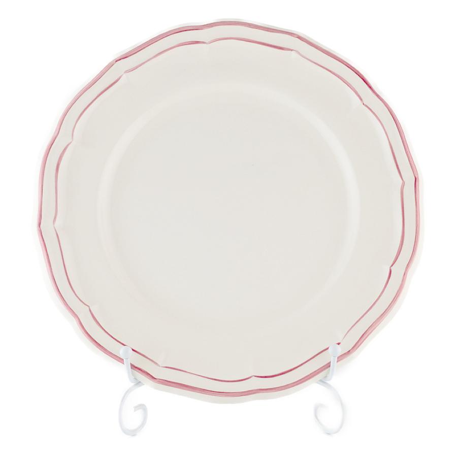 ジアン フィレ ローズ 大皿 26cm ピンク リム ディナー ワンプレート 食器 白地｜wabbey