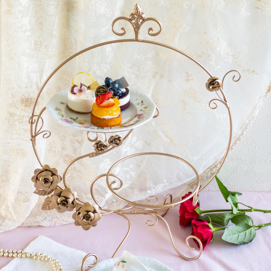 アウトレット品 ケーキスタンド 2段 アフタヌーンティー シャンパン