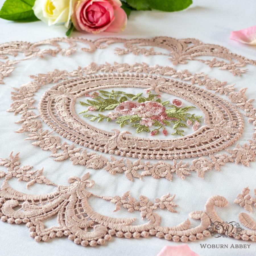 テーブルセンター レース 布 小 刺繍 ダークピンク おしゃれ 丸 テーブルセンター レース 布 小 刺繍 ダークピンク おしゃれ 丸