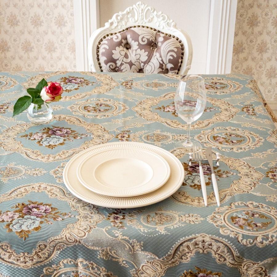 テーブルクロス おしゃれ 青 ブルー 長方形 6人掛け 150×210 高級感 布