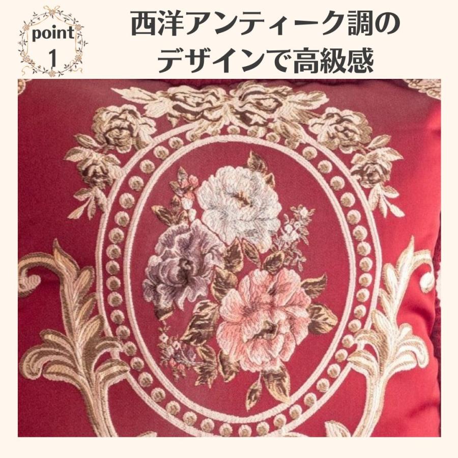 クッションカバー 45×45用 おしゃれ 高級感 赤 レッド 花柄 バラ クッションカバー 45×45用 おしゃれ 高級感 赤 レッド 花柄 バラ