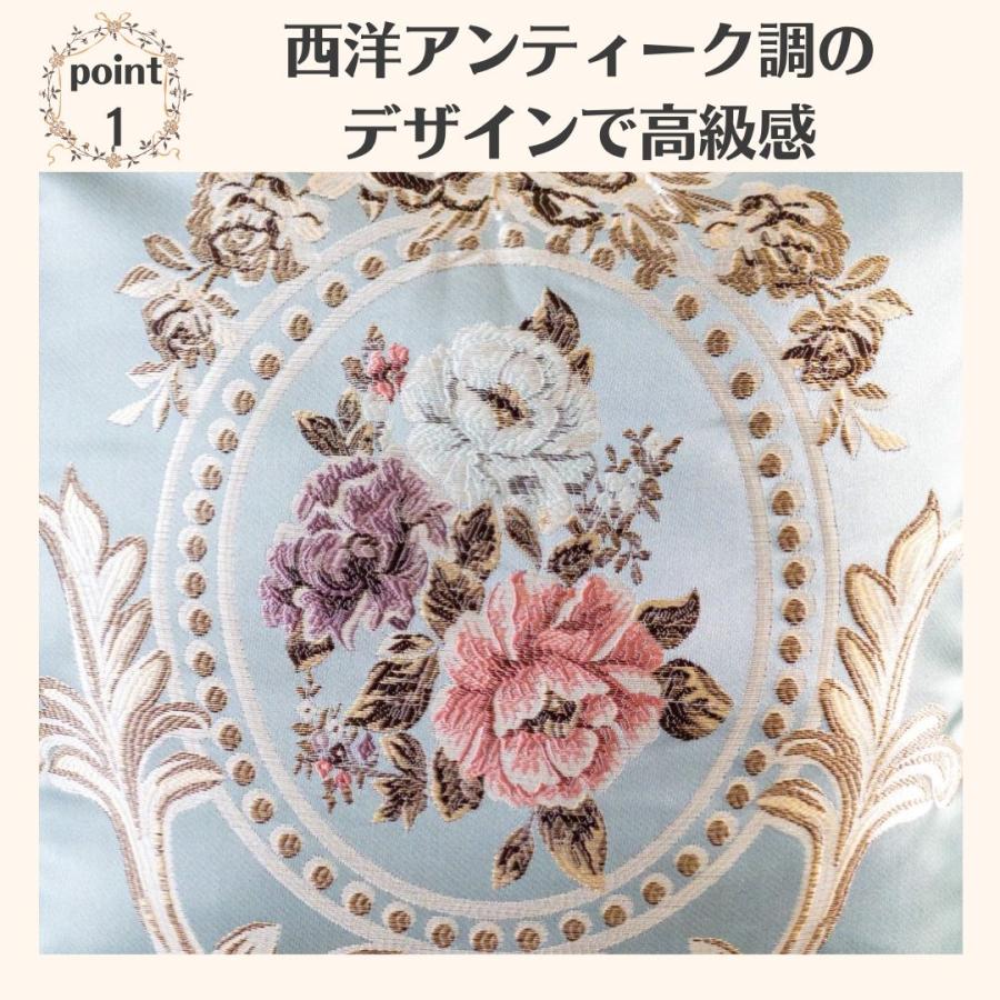 クッションカバー 45×45用 おしゃれ 高級感 青 ブルー 花柄 バラ クッションカバー 45×45用 おしゃれ 高級感 青 ブルー 花柄 バラ