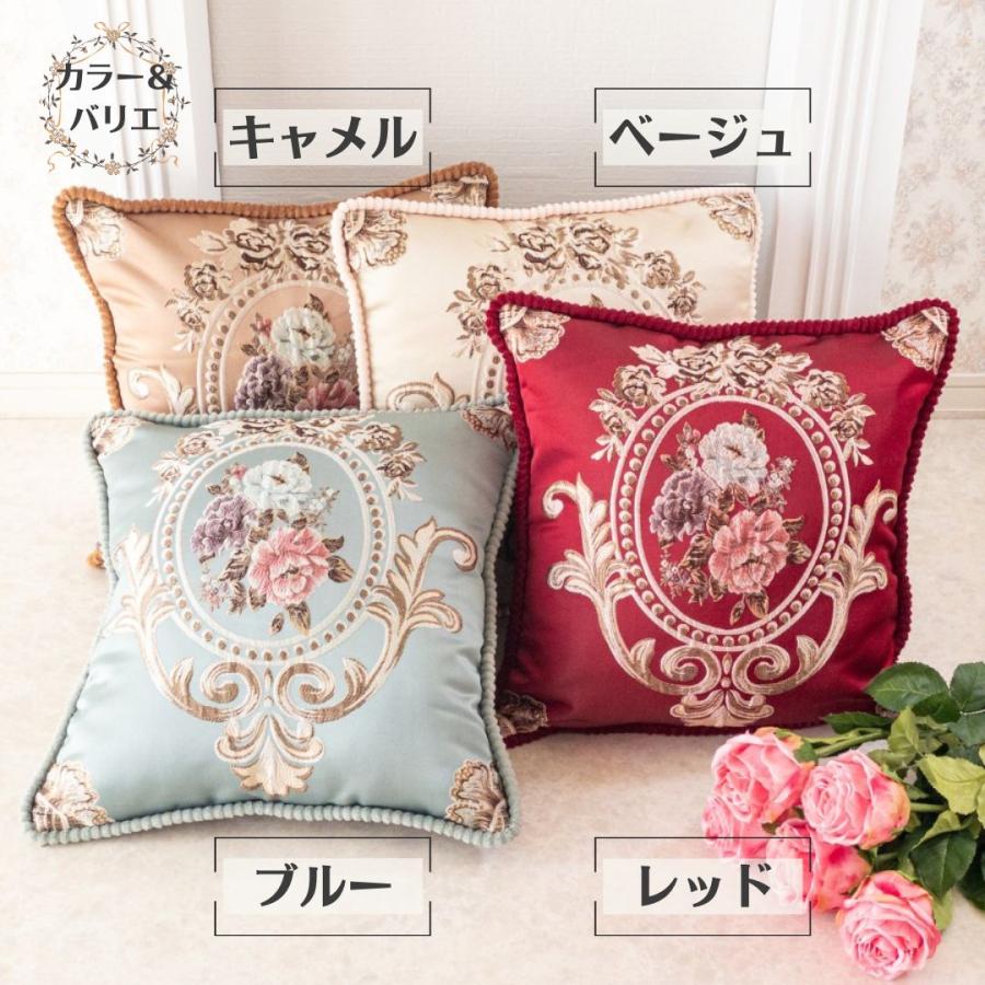 クッションカバー 45×45用 おしゃれ 高級感 キャメル 花柄 バラ クッションカバー 45×45用 おしゃれ 高級感 キャメル 花柄 バラ