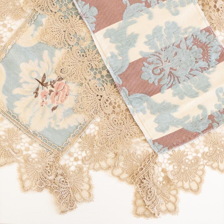 テーブルランナー おしゃれ 青 ブルー 40×180 布 花柄 バラ 刺繍 テーブルランナー おしゃれ 青 ブルー 40×180 布 花柄 バラ 刺繍