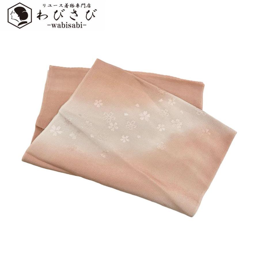 和装小物 帯揚げ 正絹 暈し 桜の花模様 縮緬 退紅色 C-5539 着物 和装小物 帯揚げ 正絹 暈し 桜の花模様 縮緬 退紅色 C-5539 着物