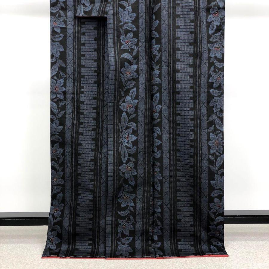 本場大島紬 藍泥染 一元 7マルキ 霞に花模様 藍褐色 KK-1996 本場大島紬 藍泥染 一元 7マルキ 霞に花模様 藍褐色 KK-1996