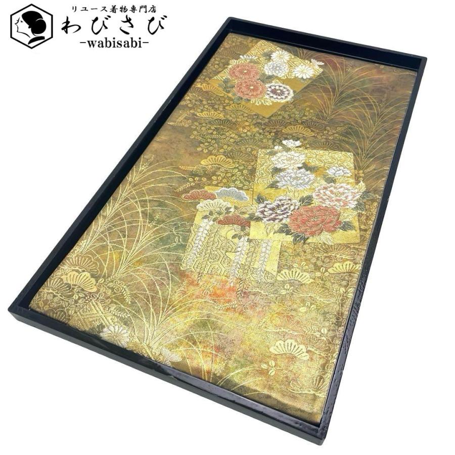袋帯 色紙に花模様 松 藤の花 菊 金糸 金色 フォーマル O-4336 : o  