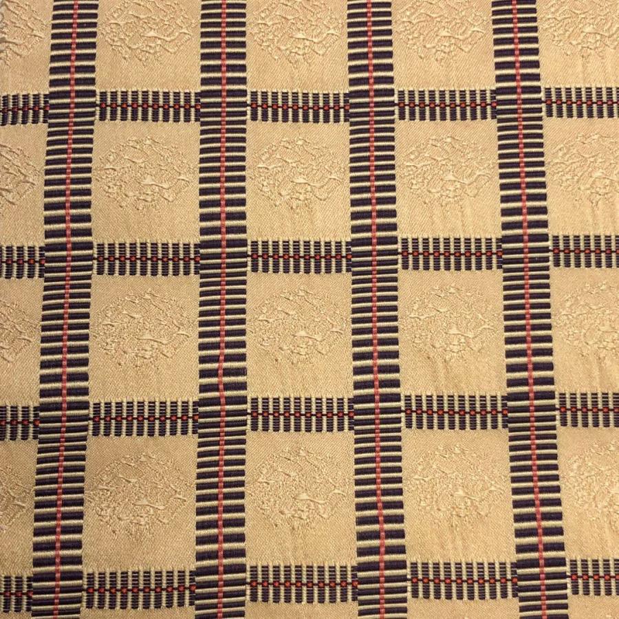 名古屋帯 格子柄に抽象模様 麦藁色 O-4921 名古屋帯 格子柄に抽象模様 麦藁色 O-4921 着物 きもの kimono