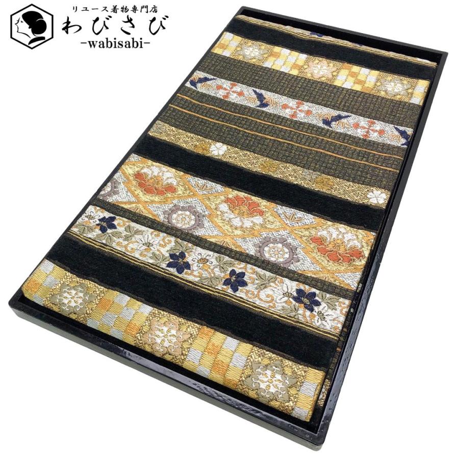 名古屋帯 作家物 花柄模様 縮緬 卯の花色 O-5551