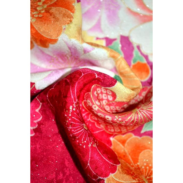 美品 本振袖 刺繍 絞り 多色 菊 桜 金彩加工 トールサイズ 身丈166cm 美品 本振袖 刺繍 絞り 多色 菊 桜 金彩加工 トールサイズ 身丈166cm