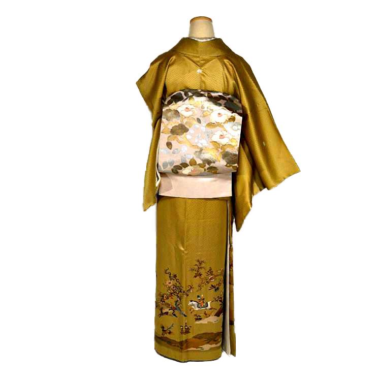 色留袖・長襦袢セット 中古 着物 送料無料 リサイクル着物 最高峰 未  