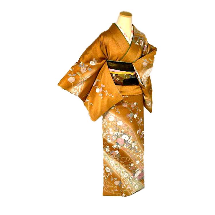 正絹 ✿吉祥扇 暈し染め 金彩 訪問着 袷7132］訪問着 短冊吉祥花文様