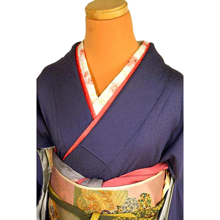 色無地 中古 着物 送料無料 最高級 鳩羽色 1つ紋 身丈154cm 裄丈62.5 