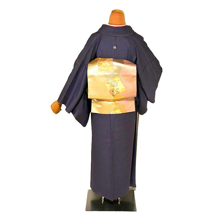 色無地 中古 着物 送料無料 最高級 鳩羽色 1つ紋 身丈154cm 裄丈62.5 