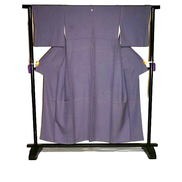 色無地 中古 着物 送料無料 最高級 鳩羽色 1つ紋 身丈154cm 裄丈62.5 