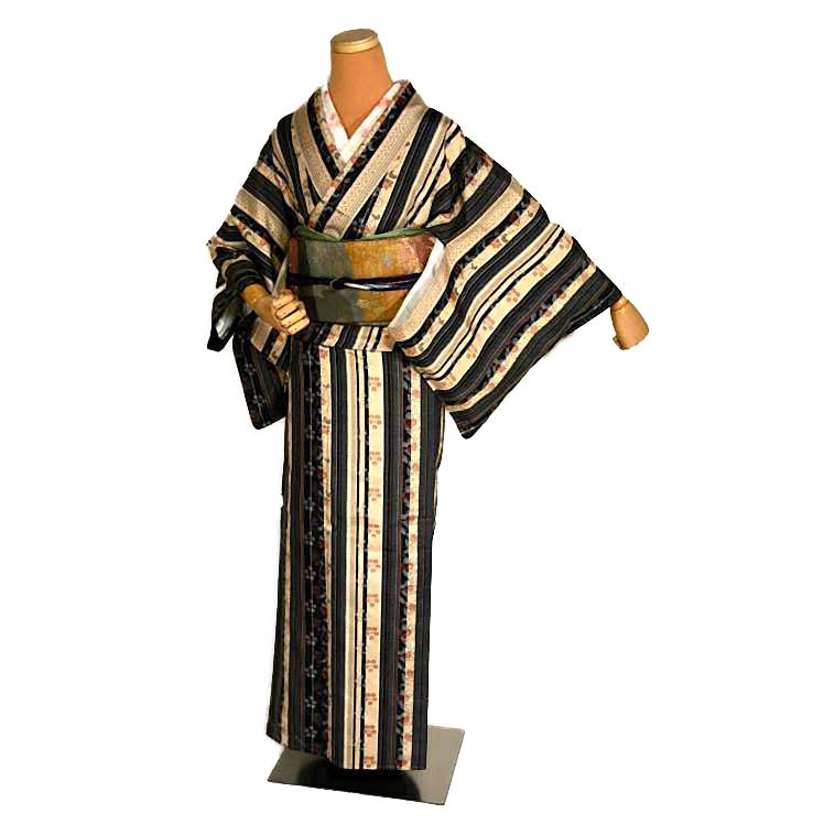 小紋 中古 着物 送料無料 身丈163cm 裄丈64cm 最高級 未使用品 紬