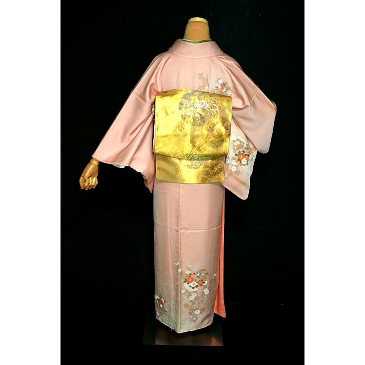 訪問着 中古 着物 送料無料 最高級 美品 暈し染め 金彩 雪輪 桜 菊 