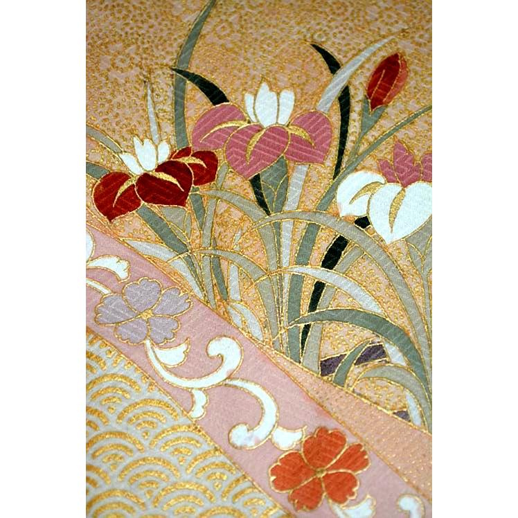 色留袖 中古 送料無料 最高級 新品同様 暈し染め 本金箔 金駒シシュウ