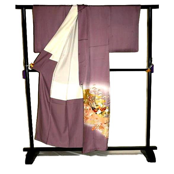 色留袖 中古 送料無料 最高級 新品同様 暈し染め 本金箔 金駒シシュウ