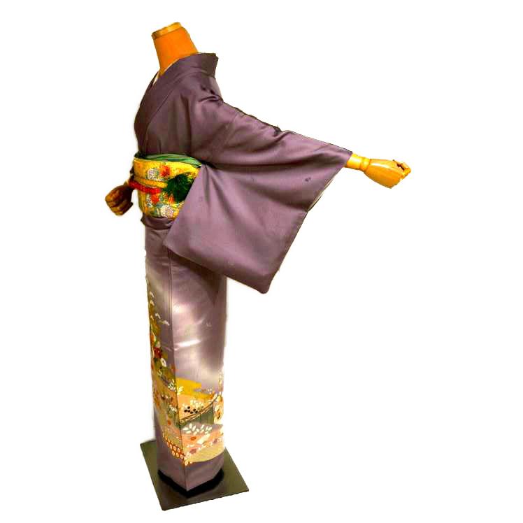 色留袖 中古 送料無料 最高級 新品同様 暈し染め 本金箔 金駒シシュウ