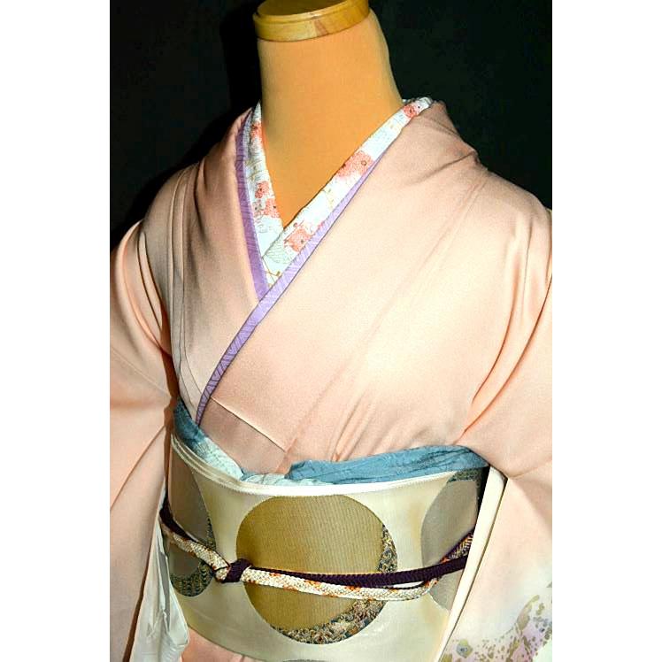 訪問着・長襦袢セット 中古 着物 送料無料 最高級 新品同様 ピンク暈し 