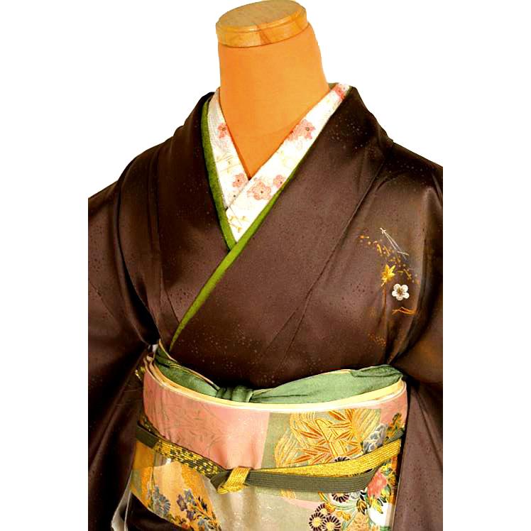付下げ 中古 着物 送料無料 最高級 美品 金彩 シシュウ 松葉 梅