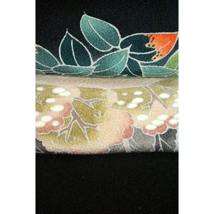 黒留袖 中古 着物 送料無料 最高峰 新品同様 十日町友禅作家・岡村蒼風 暈し染め 風景 花柄 比翼付身丈155.5ｃｍ 裄丈64.5ｃｍ 正絹 結婚式_17