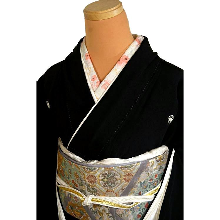 黒留袖 中古 着物 送料無料 最高峰 新品同様 十日町友禅作家・岡村蒼風 暈し染め 風景 花柄 比翼付身丈155.5ｃｍ 裄丈64.5ｃｍ 正絹 結婚式_1