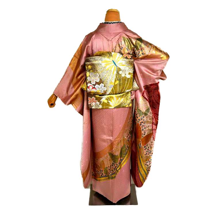 振袖 中古 着物 送料無料 最高峰 新品同様 金彩 絞り 金駒シシュウ 