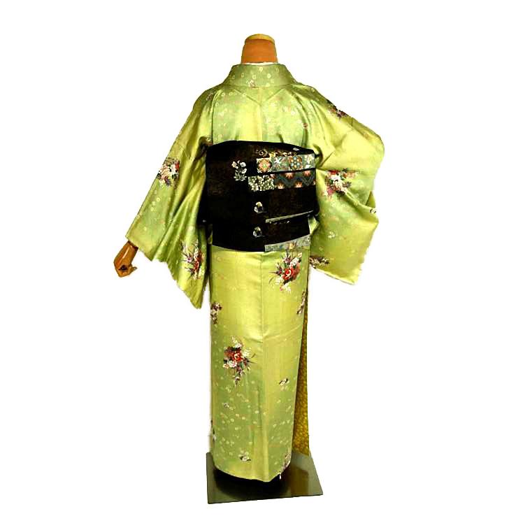 小紋 中古 着物 送料無料 最高級 未使用品 暈し染め 金彩 花籠 小花 花 